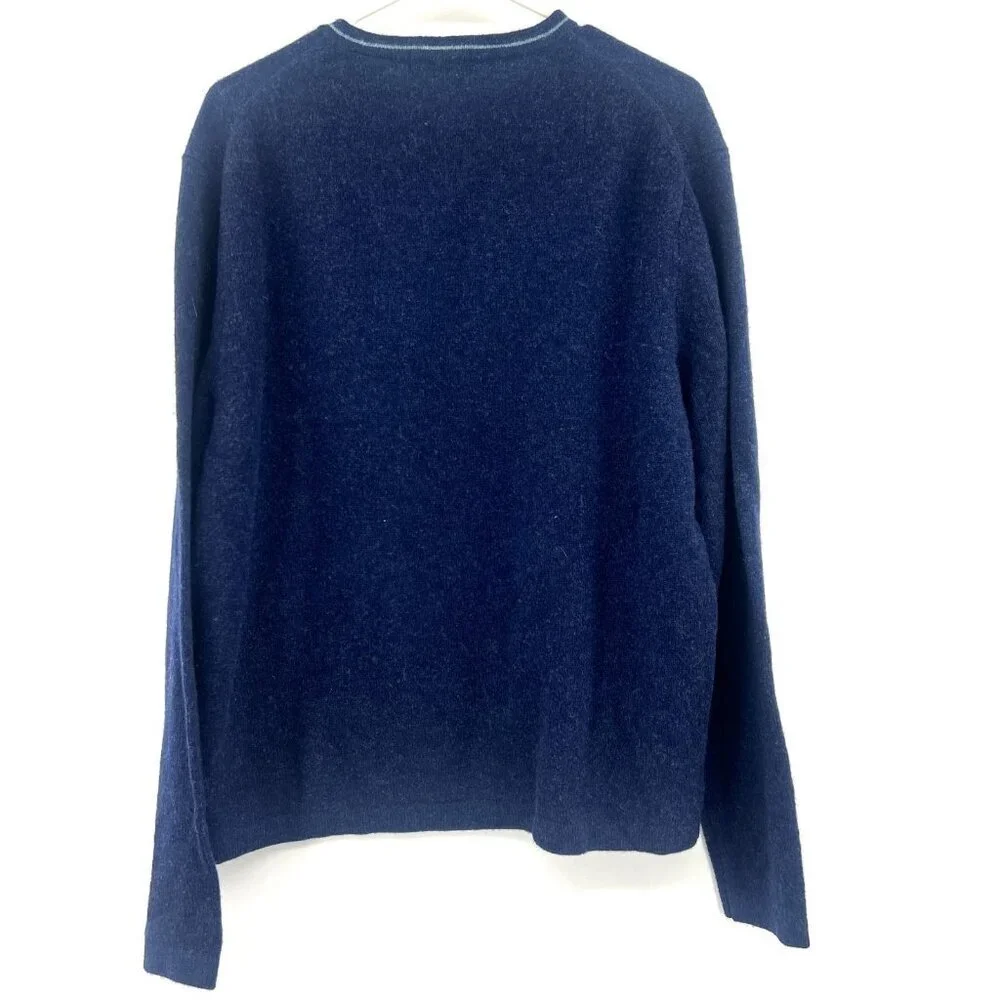NWT Metropolitan by Lord and Taylor 100% Wool Navy V-Neck Sweater Men's XL